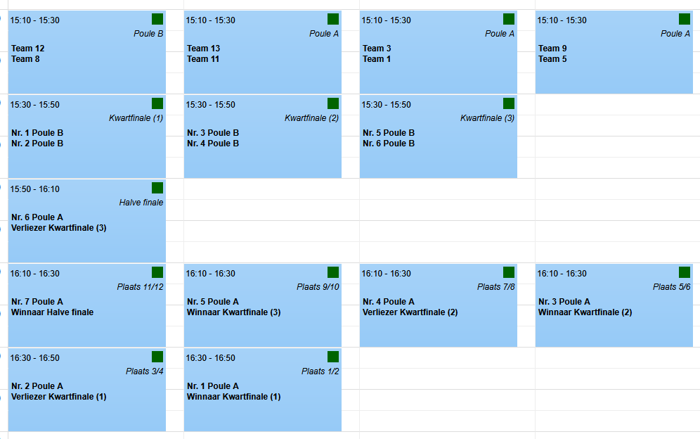 Toernooischema voor 13 teams