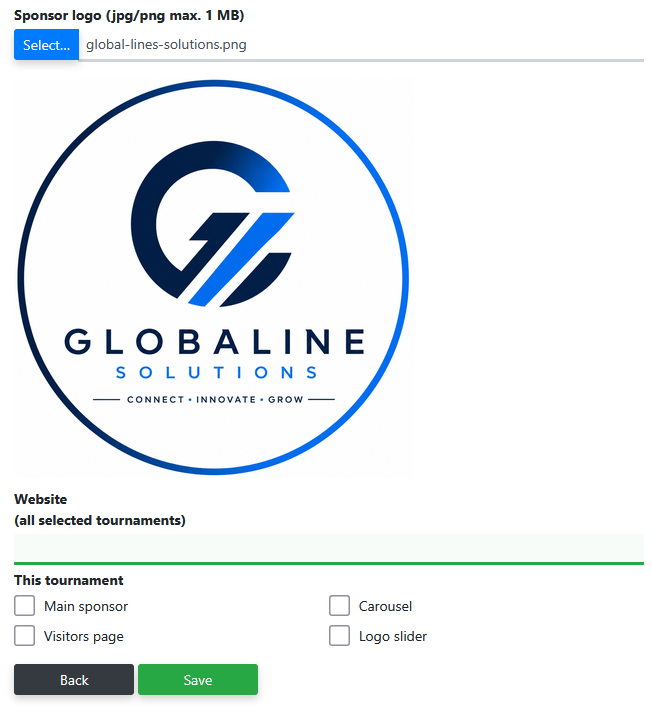 Adding sponsors to tournament